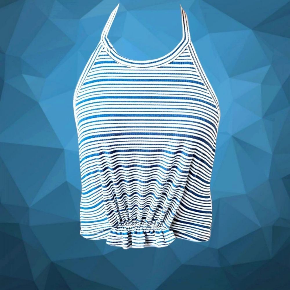 NSR Women's Stripped Ruched Halter Neck Top Size Large